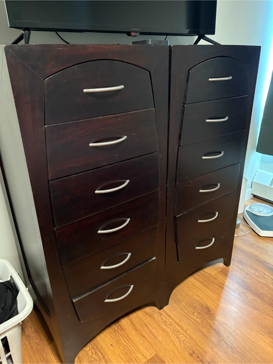 Dark Wood Double Chest of Drawers