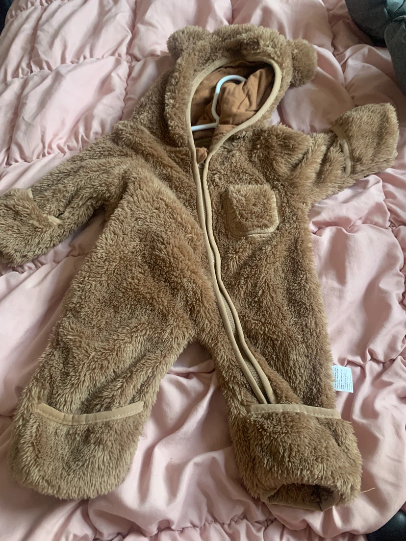 Baby Teddy Bear Faux Fur Onesie