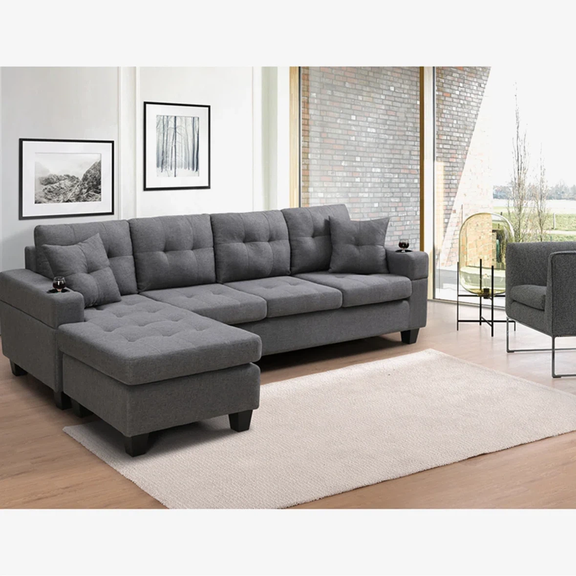 Brand New Grey Sectional Sofa with Reversible Chaise