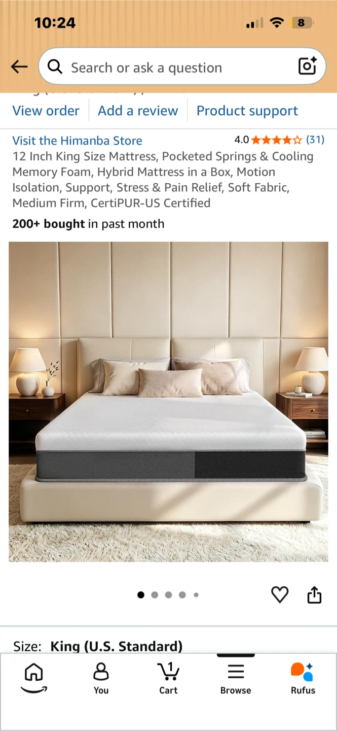 Himanba 12 Inch King Size Hybrid Mattress
