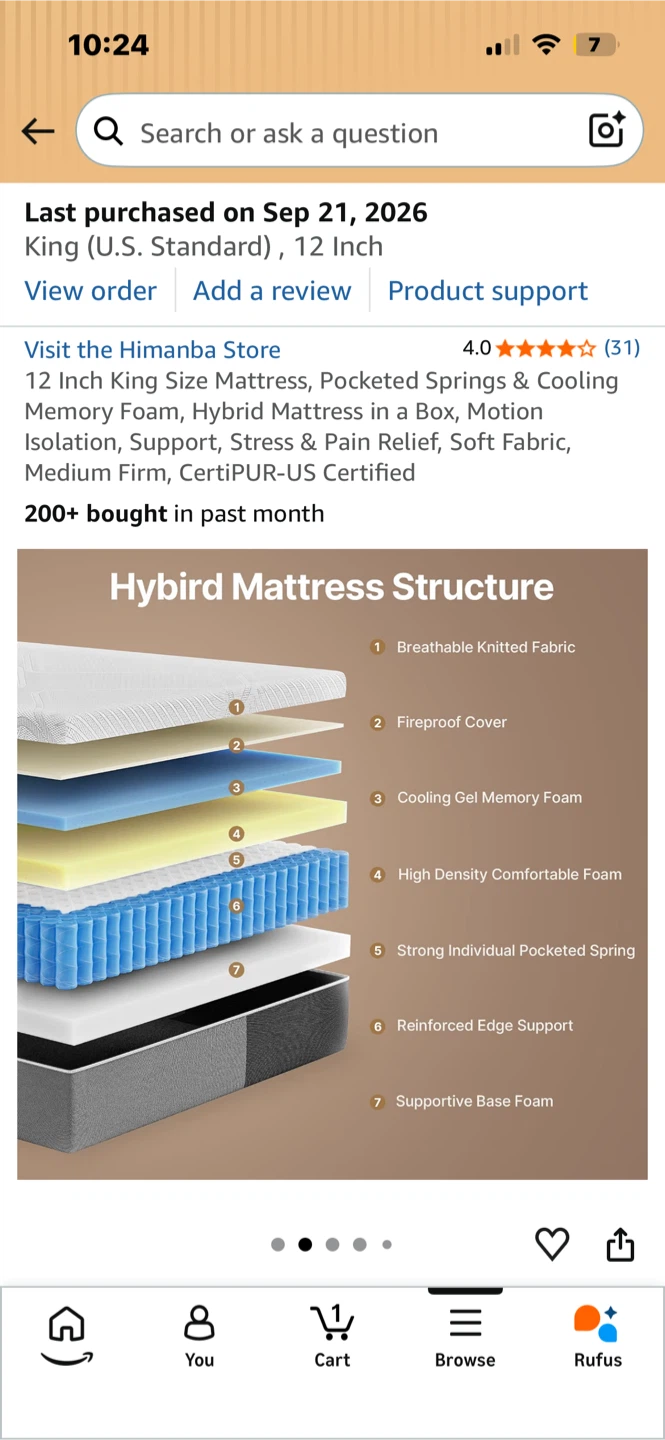 Himanba 12 Inch King Size Hybrid Mattress - photo 2