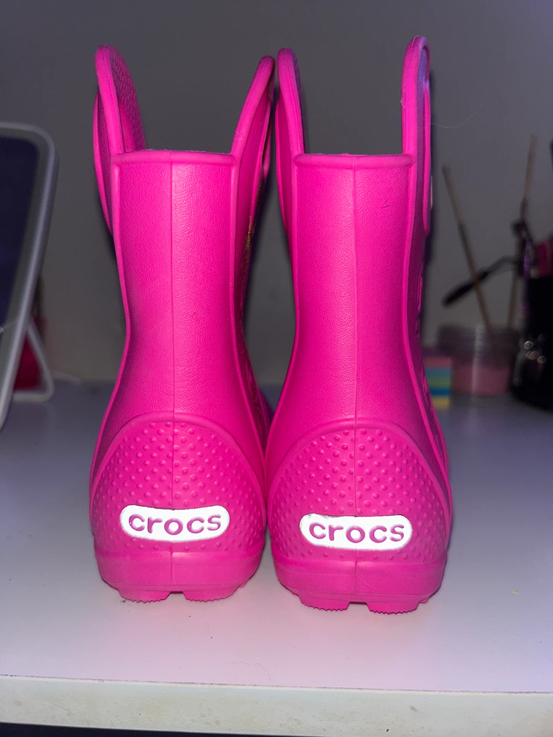 Pink Crocs Rain Boots Size  C 7 - photo 2