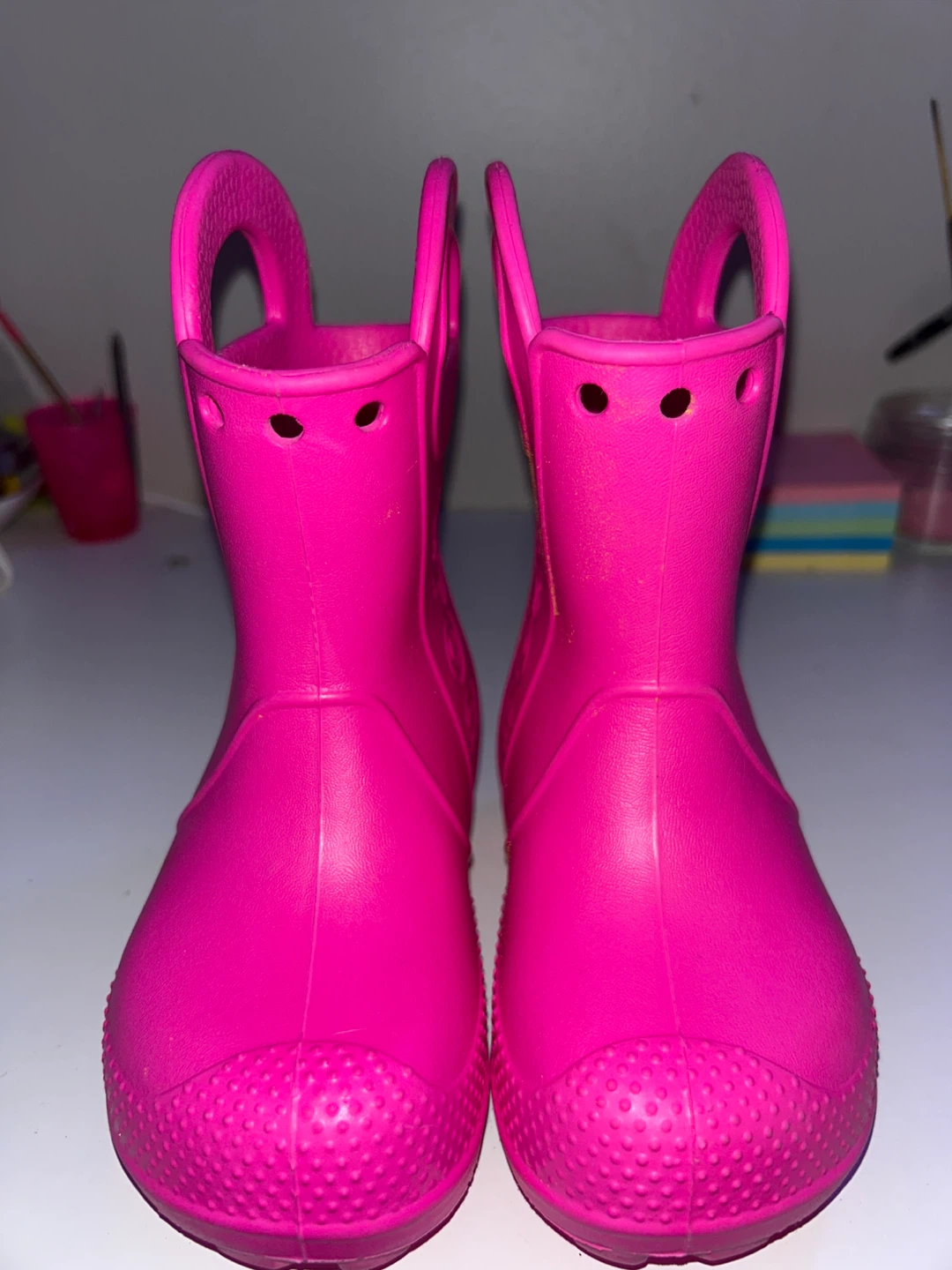 Pink Crocs Rain Boots Size  C 7 - photo 3