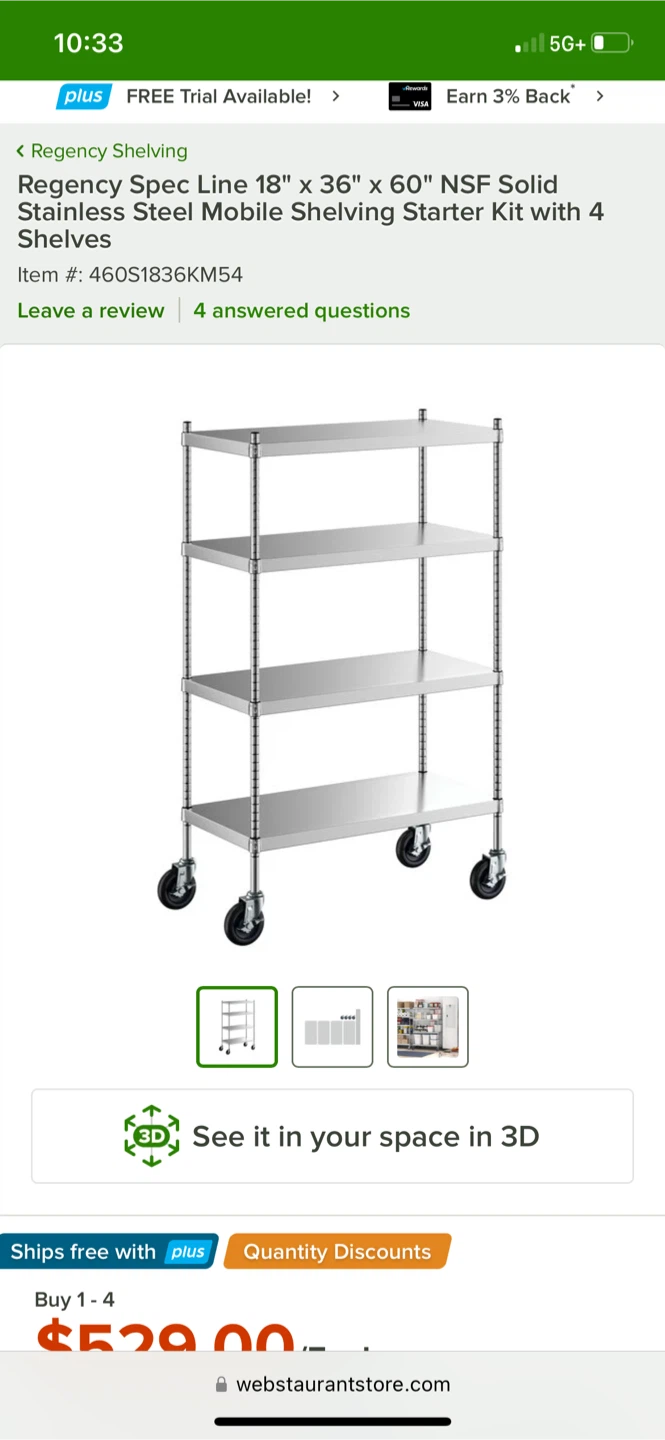 Regency Spec Line Stainless Steel Mobile Shelving