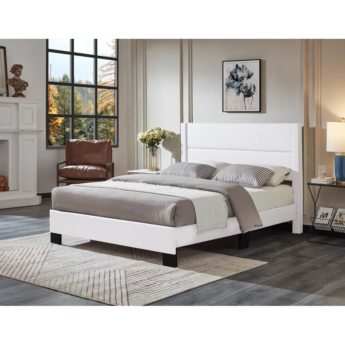 🛏️ Modern Upholstered Platform Bed – Black or White in all sizes - photo 2
