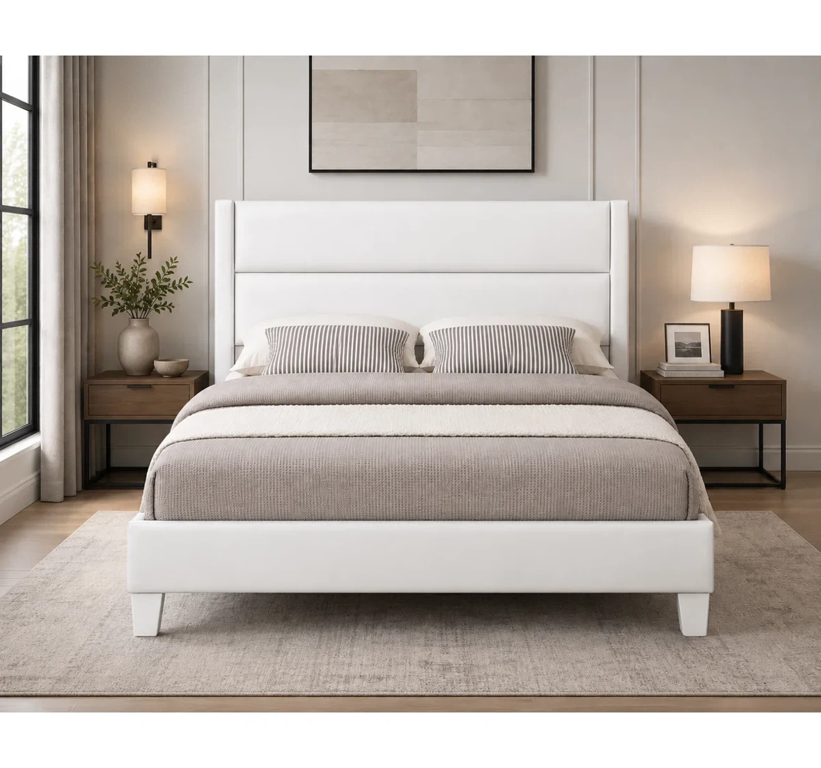 🛏️ Modern Upholstered Platform Bed – Black or White in all sizes - photo 4