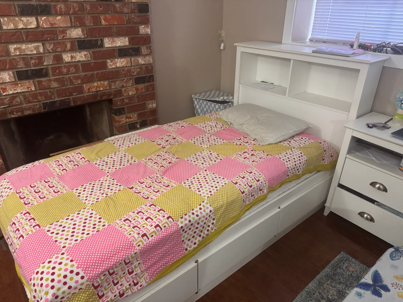 White Single Bed with Storage and Headboard