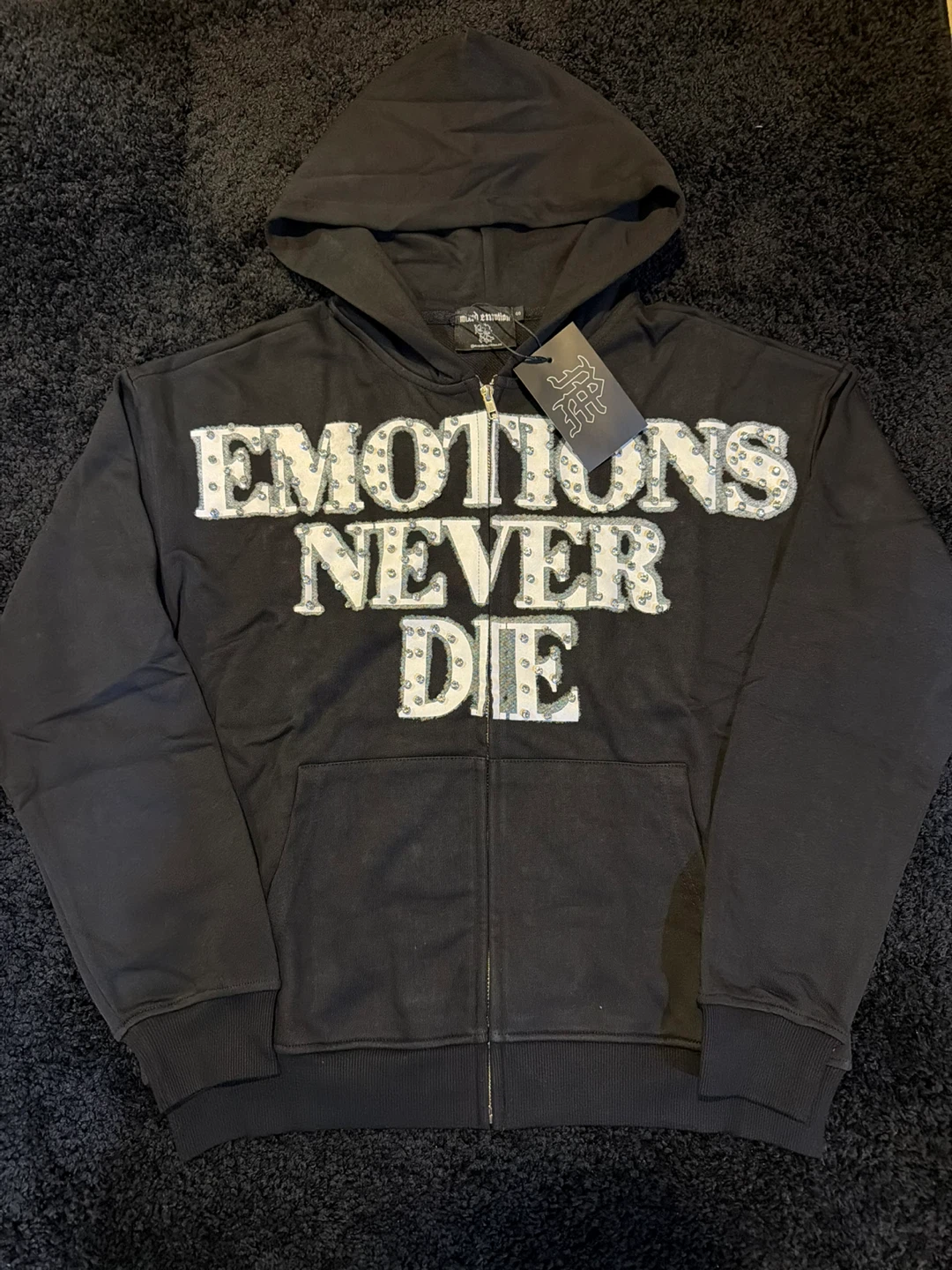 Mixed Emotion Rhinestone Full Zip Hoodie
