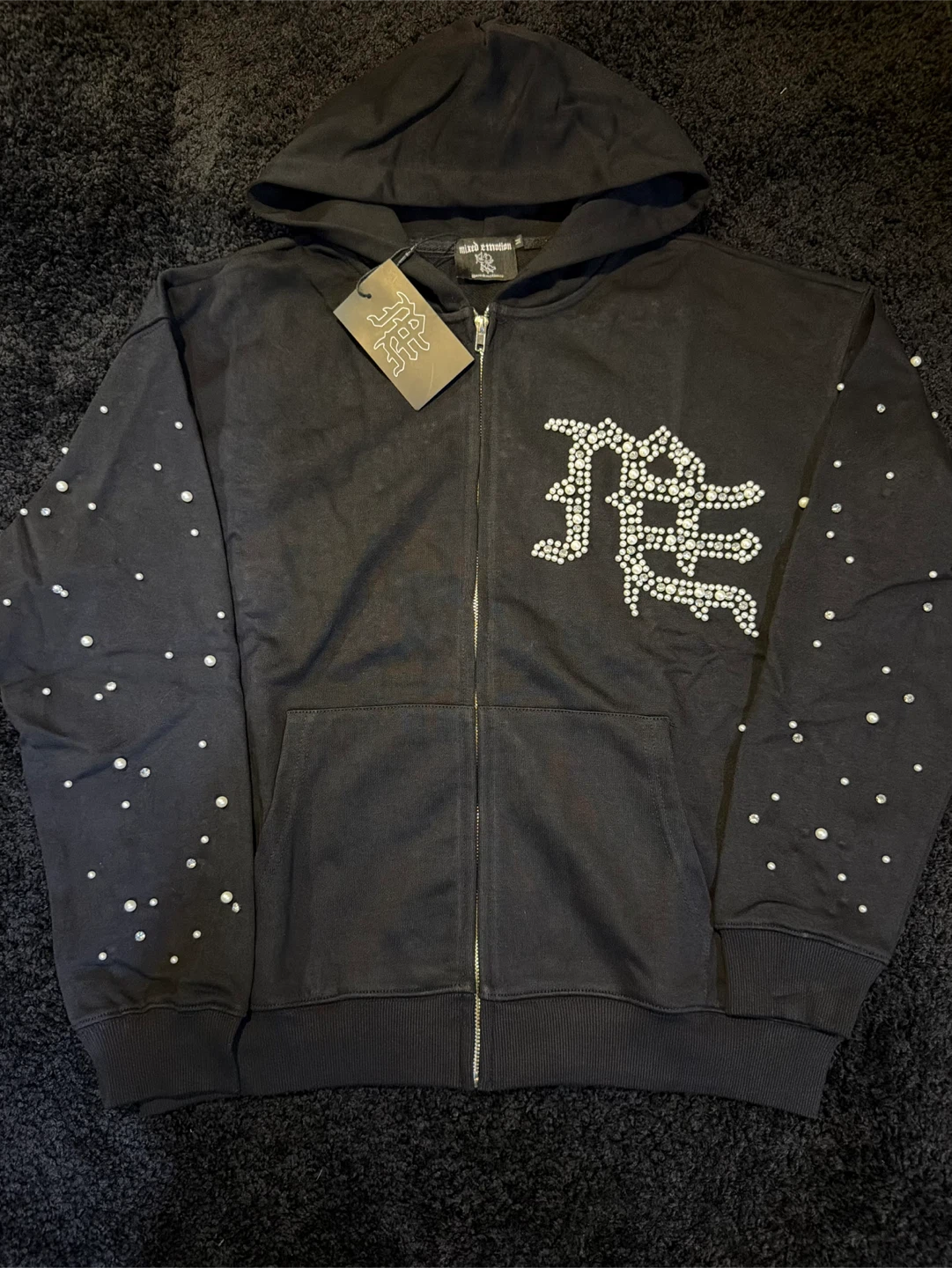 Mixed Emotion Rhinestone Full Zip Hoodie - photo 3