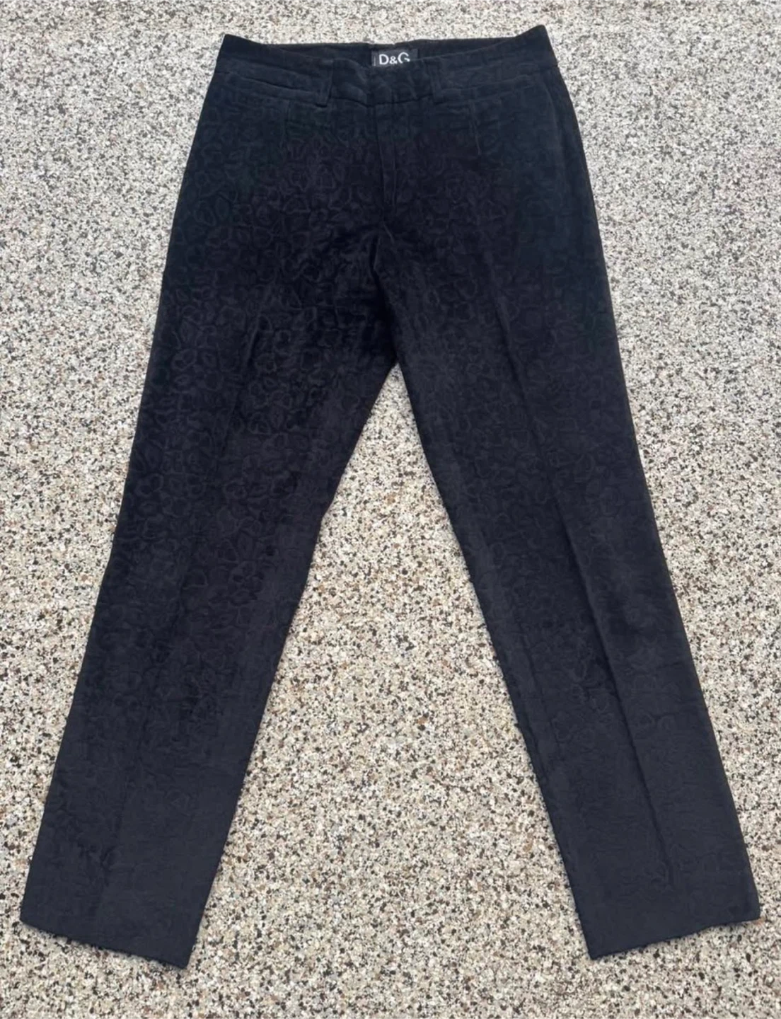 Vintage D&G Black Velvet Jacquard Pants IT 48 Made in Italy