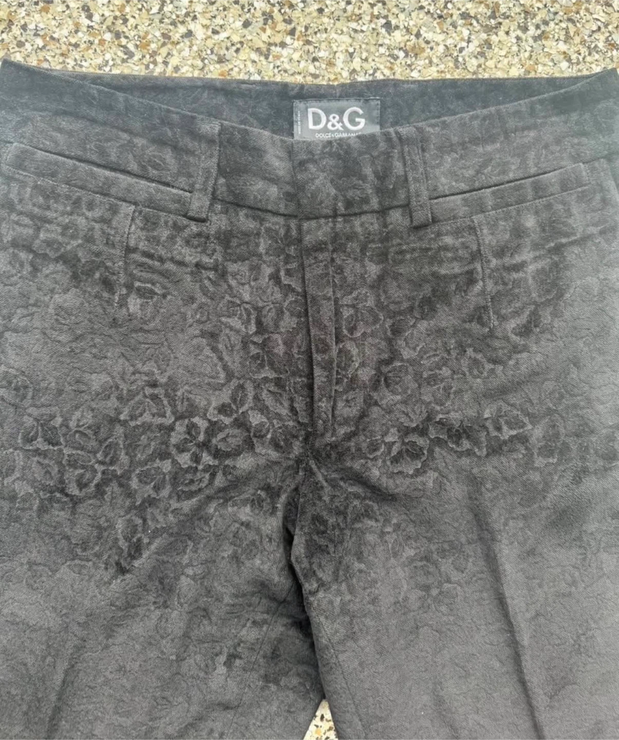 Vintage D&G Black Velvet Jacquard Pants IT 48 Made in Italy - photo 3
