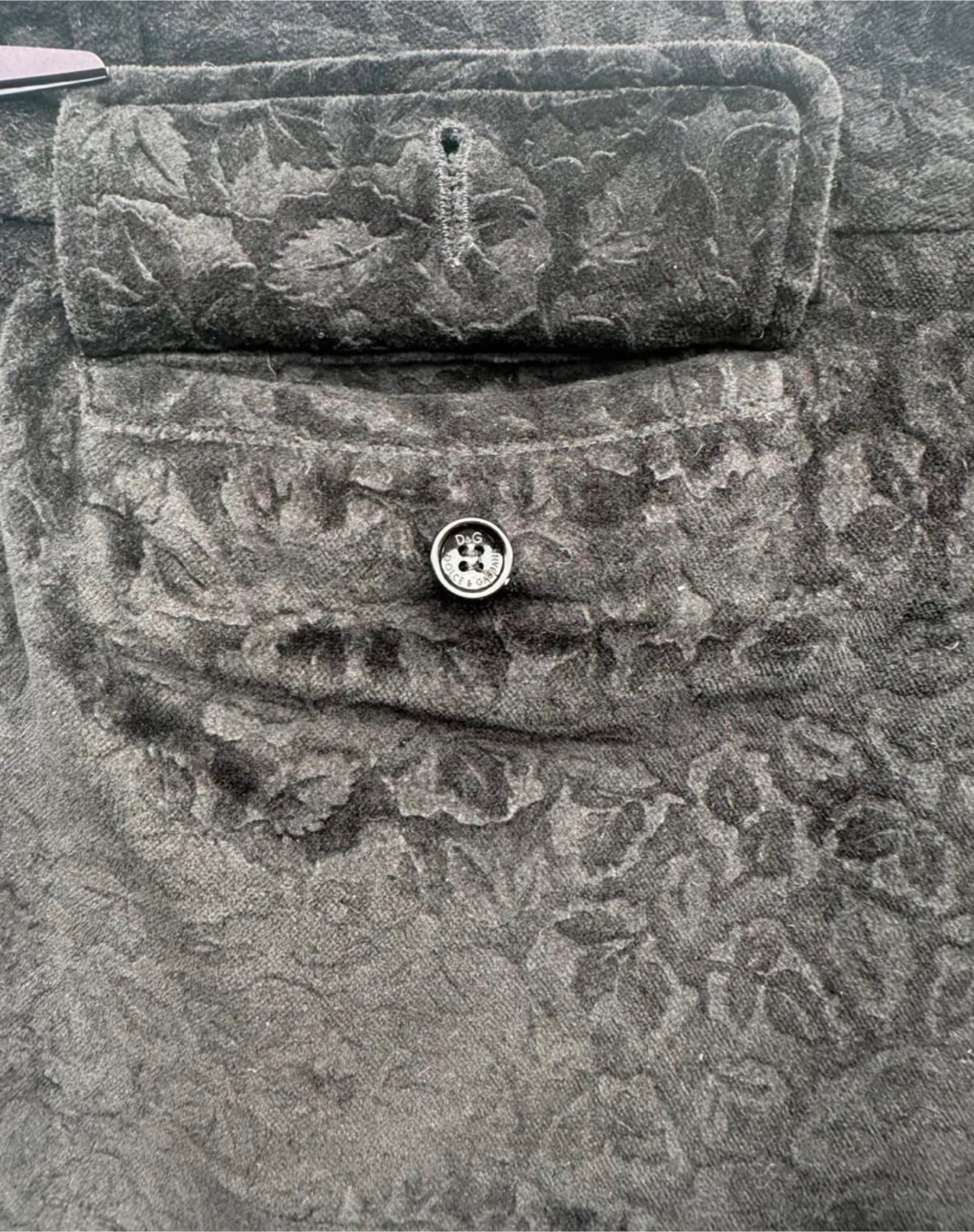 Vintage D&G Black Velvet Jacquard Pants IT 48 Made in Italy - photo 5