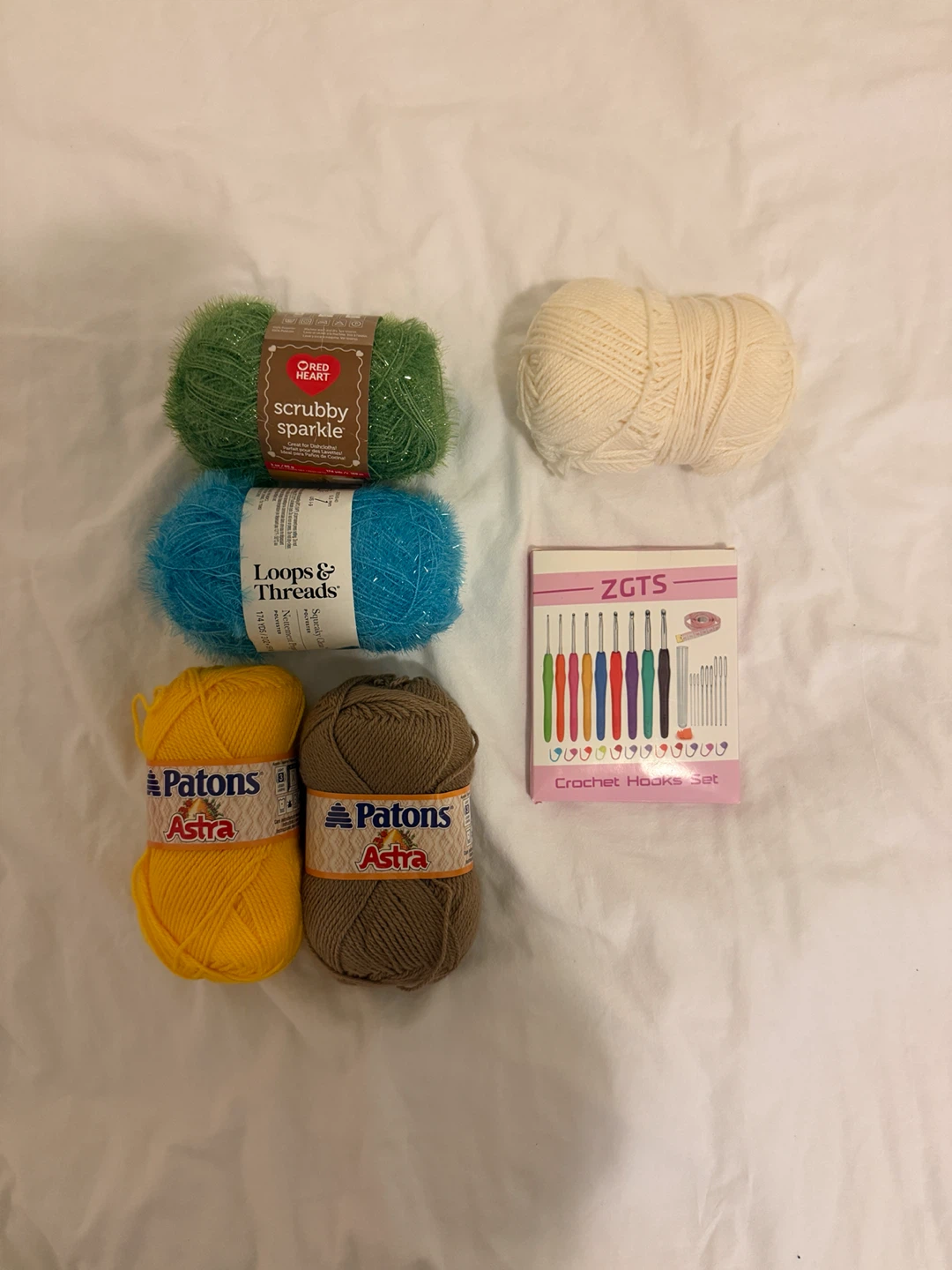 Crochet Hooks Set and Assorted Yarn Lot