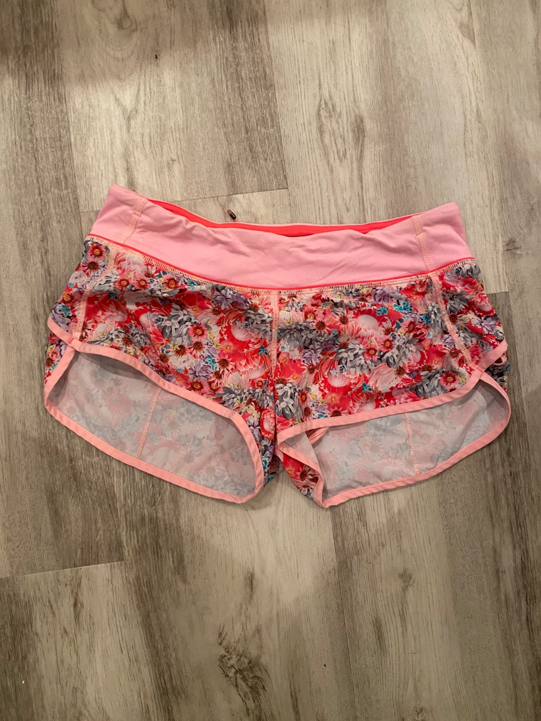 Lululemon Floral Athletic Shorts Running 6 Pink