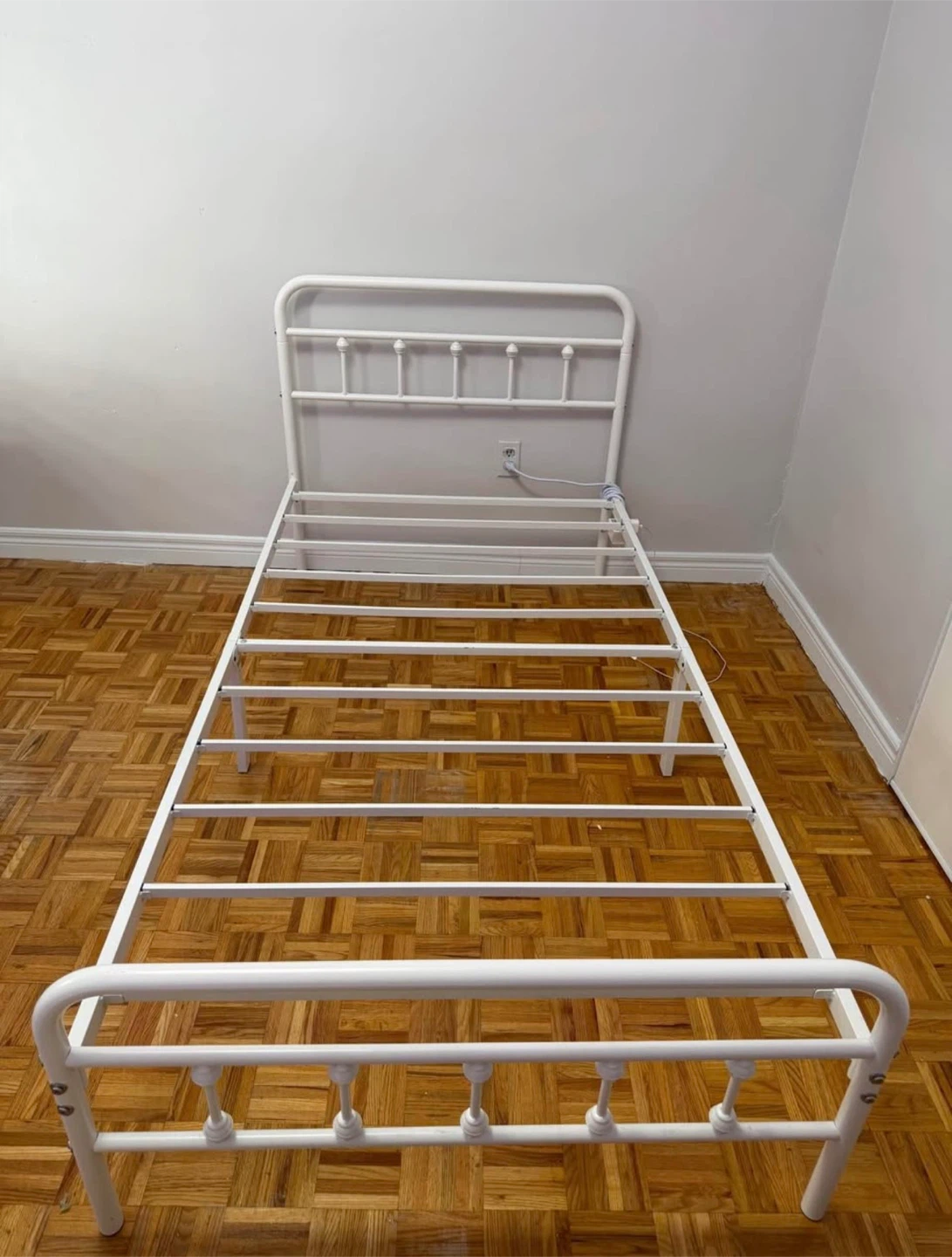 White Metal Twin Bed Frame