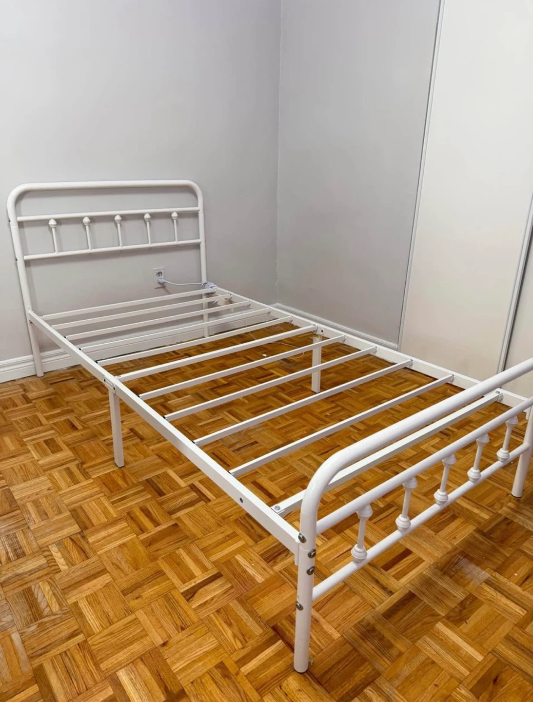 White Metal Twin Bed Frame - photo 2