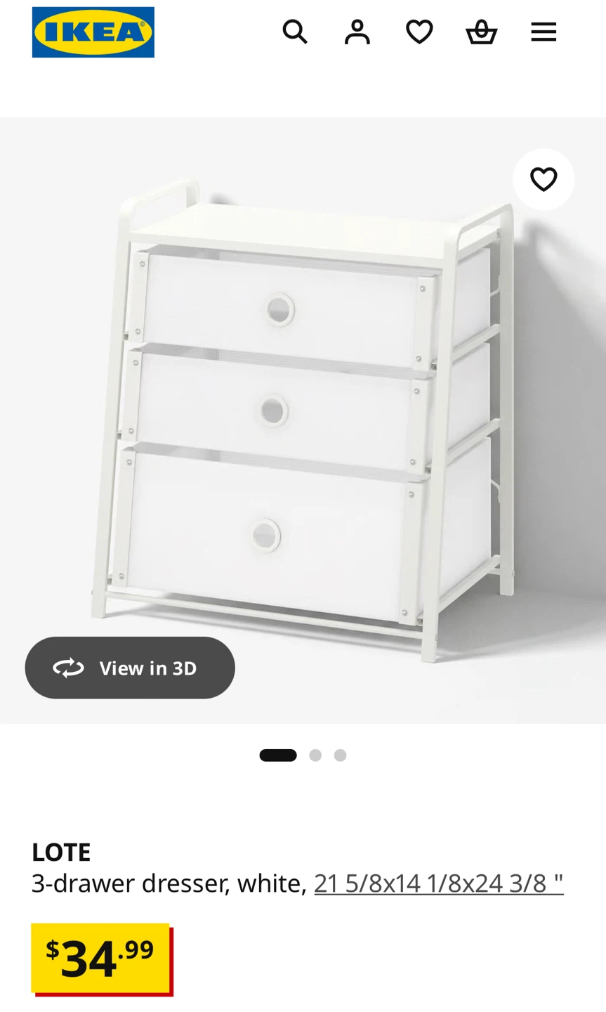 2 IKEA LOTE 3-drawer dresser for sale