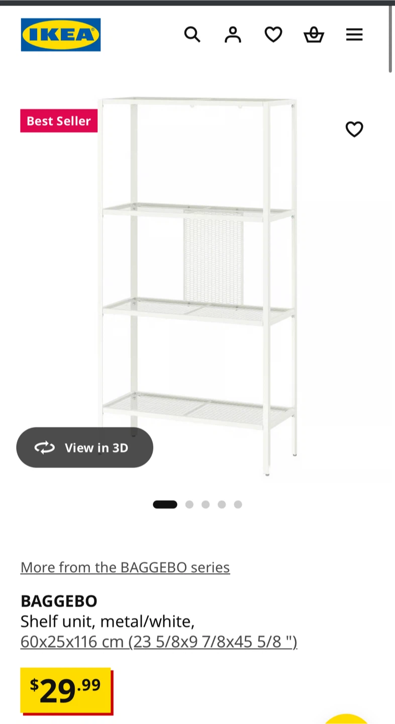 IKEA BAGGEBO White Metal Shelf Unit for sale