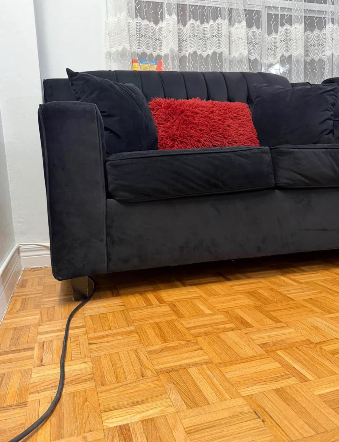 Black Velvet Sofa - photo 2