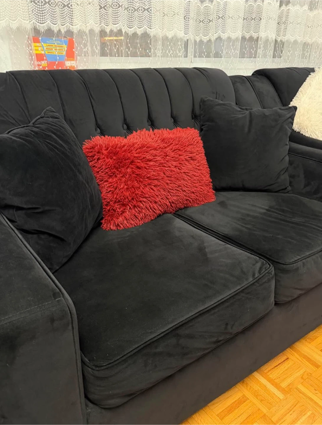 Black Velvet Sofa - photo 3