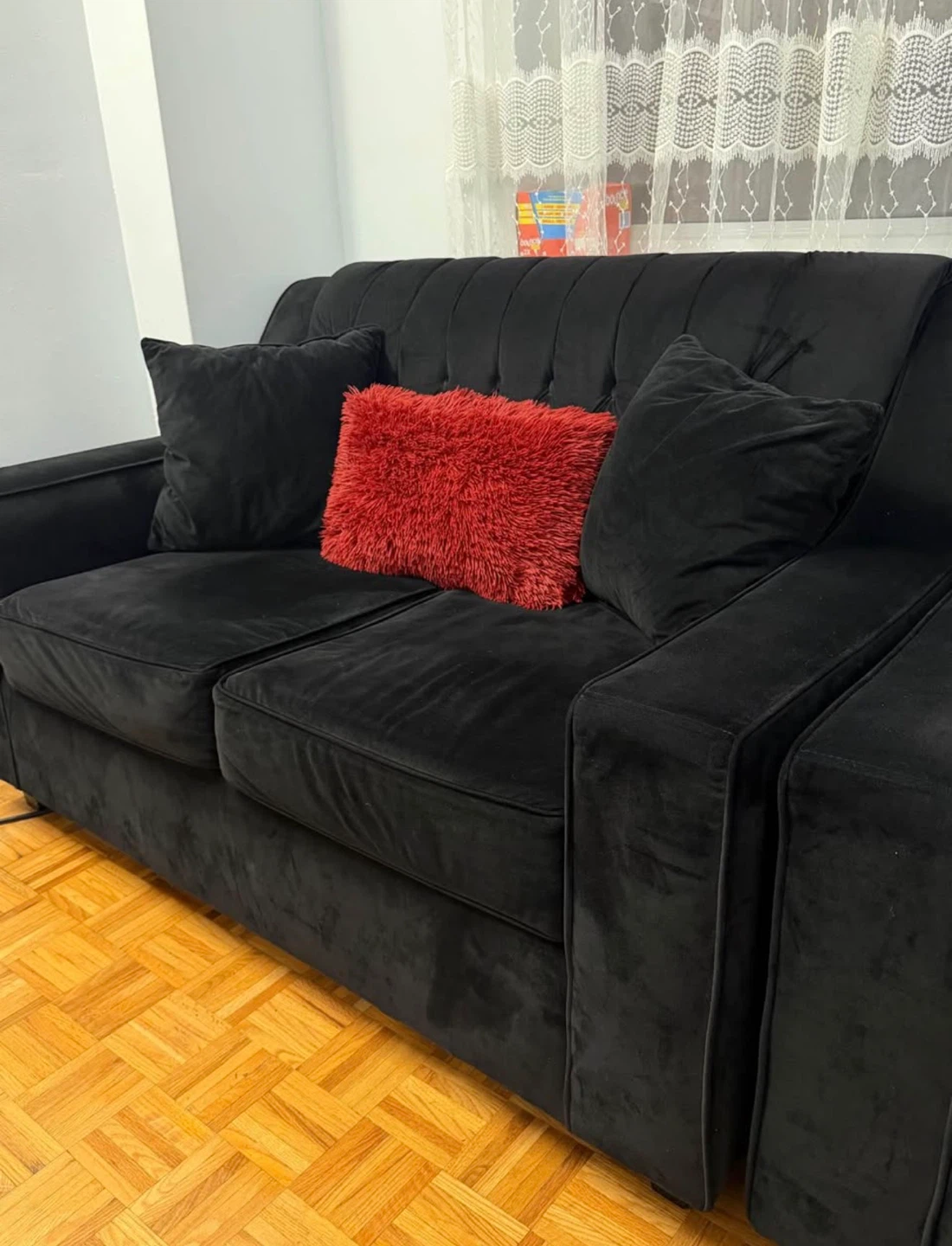 Black Velvet Sofa - photo 4