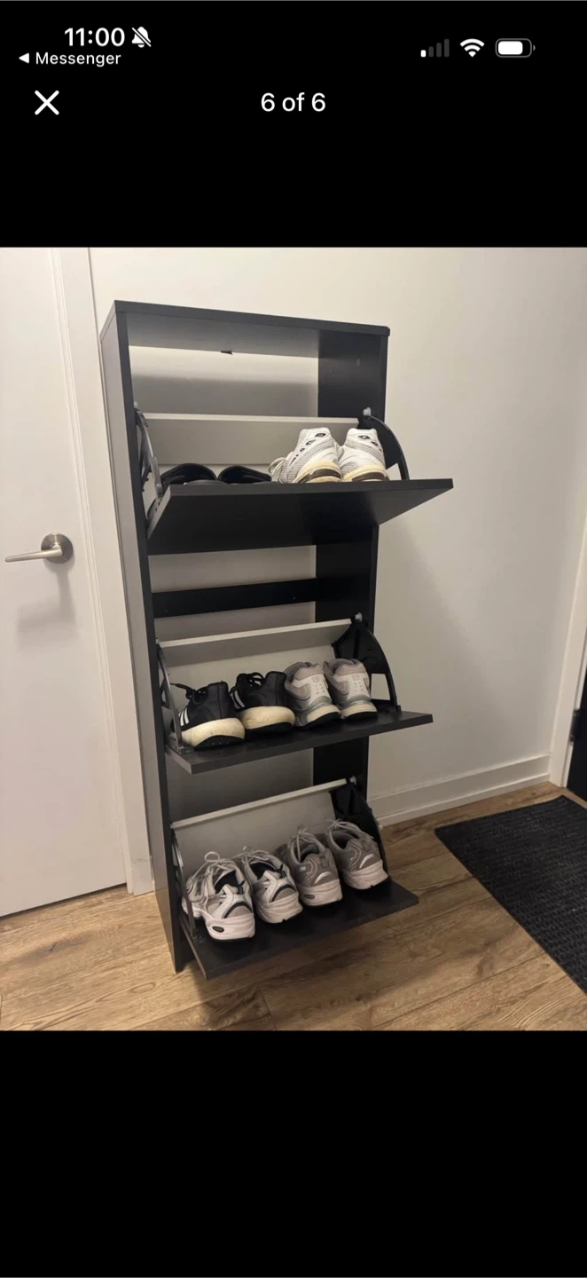 3-Tier Black Shoe Cabinet - photo 3