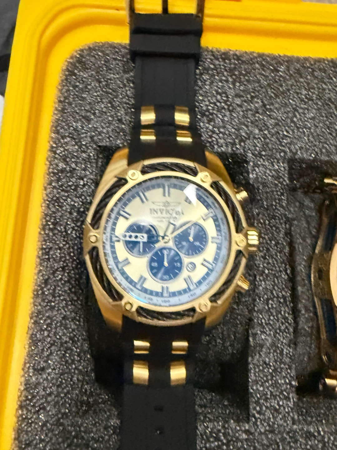 Invicta Gold and Black Chronograph Watch