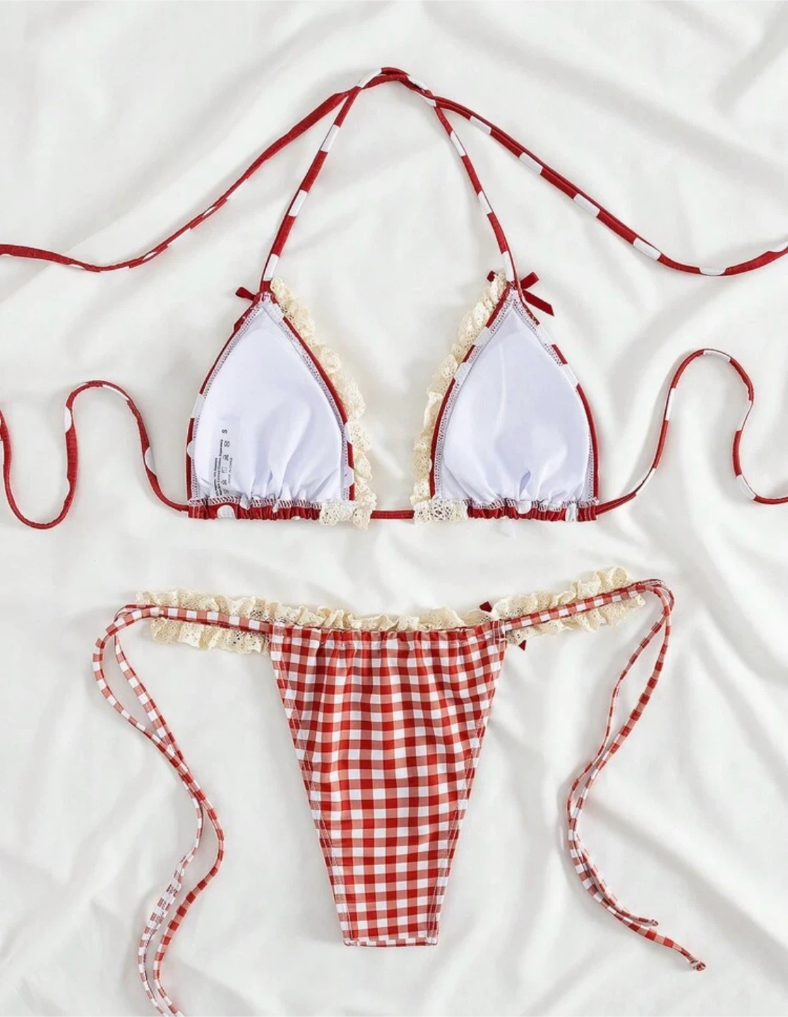 Red Polka Dot and Gingham Bikini Set - photo 2