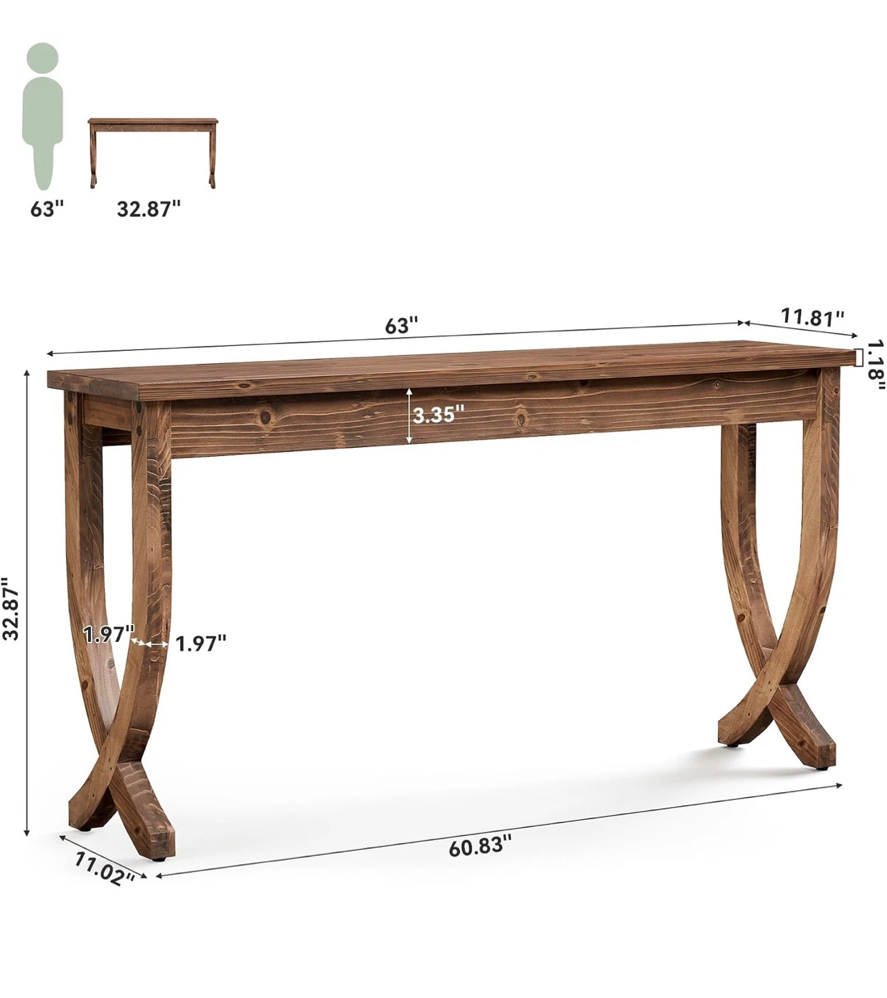 Solid Wood Console Table - photo 4