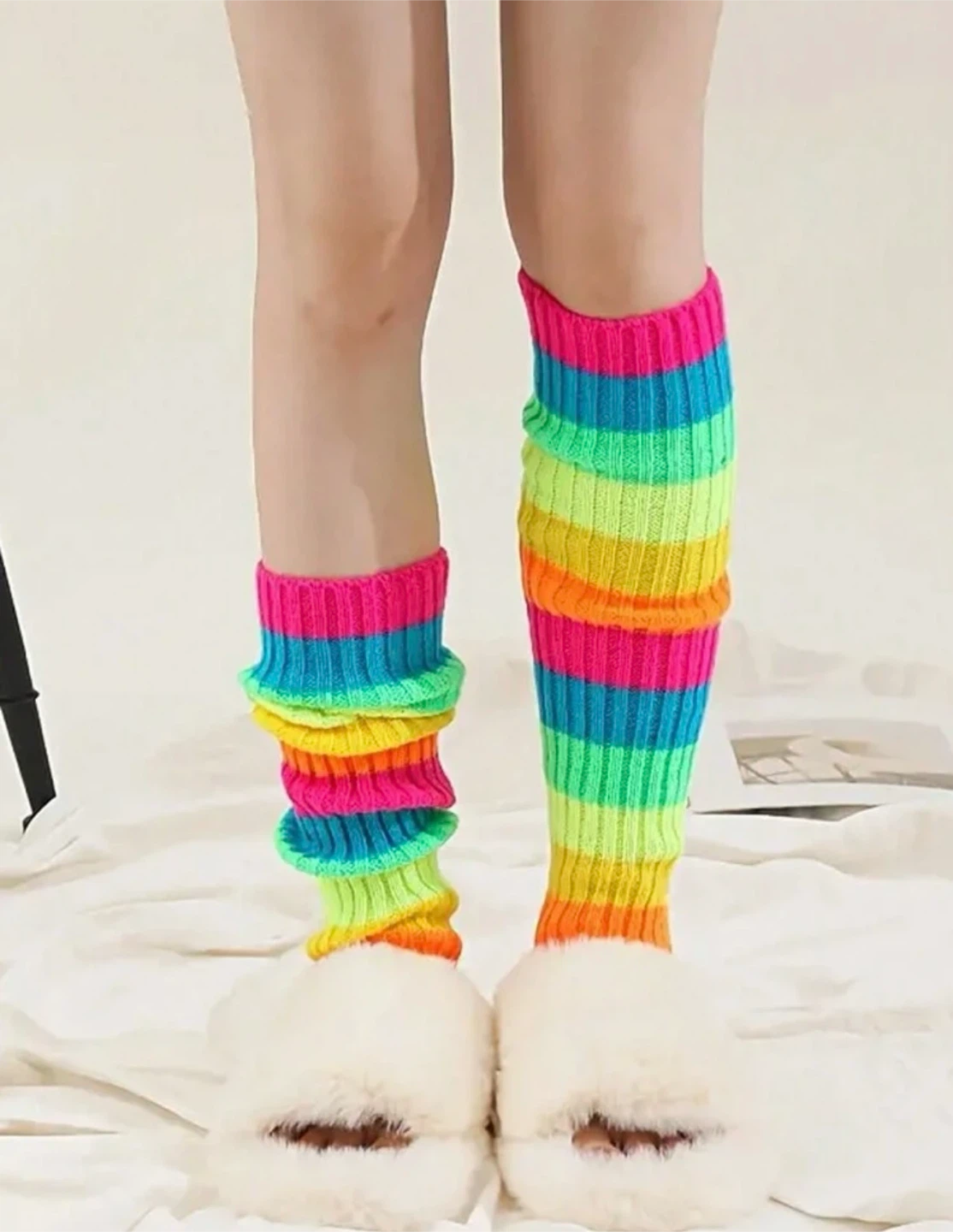 Rainbow Striped Leg Warmers