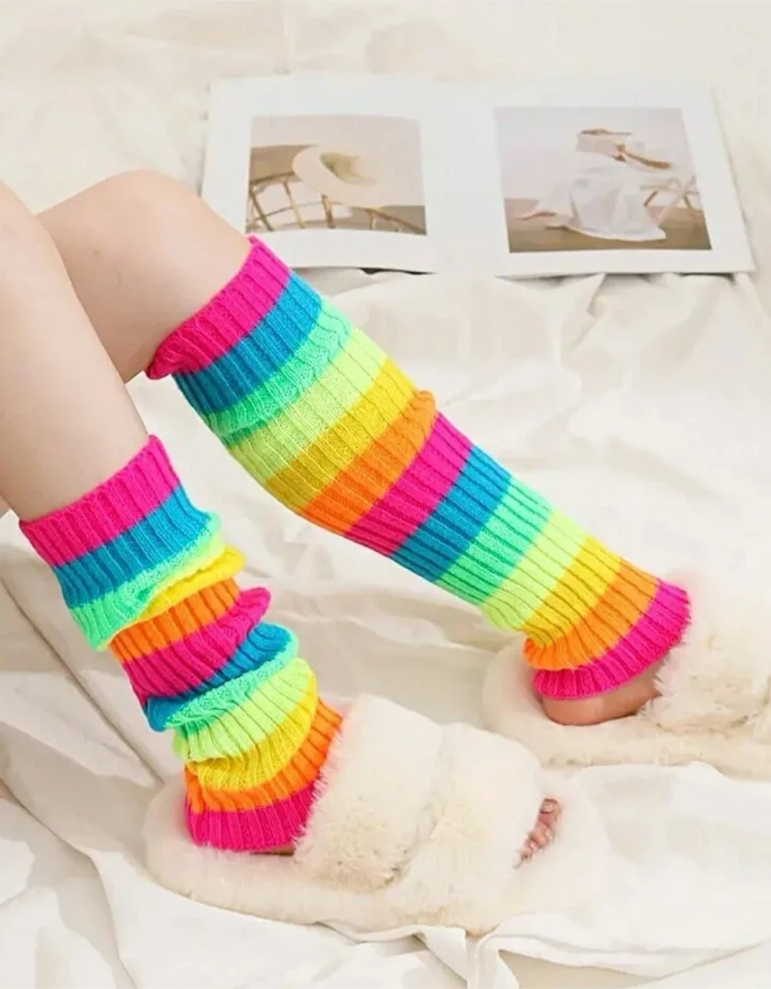 Rainbow Striped Leg Warmers - photo 2
