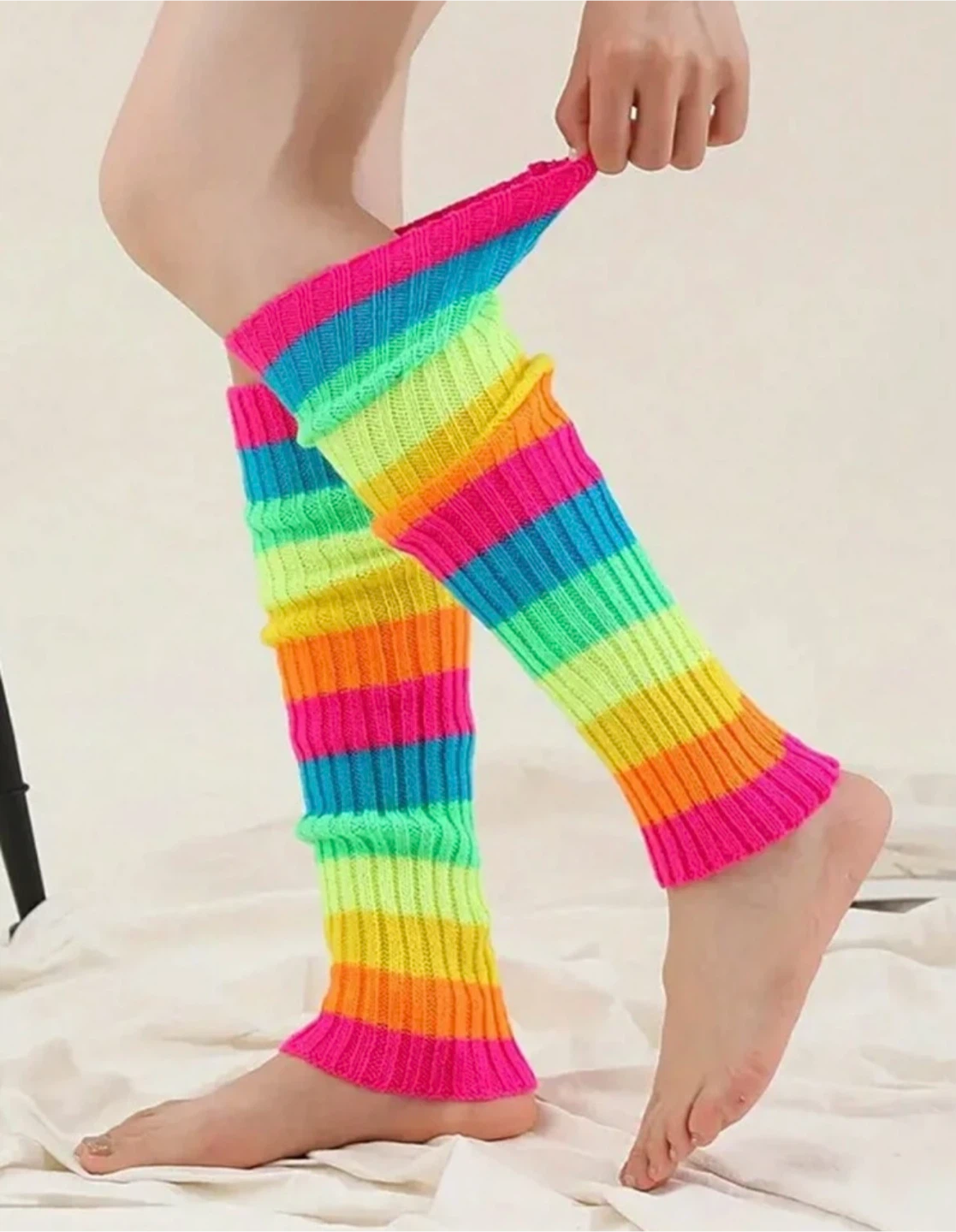 Rainbow Striped Leg Warmers - photo 3