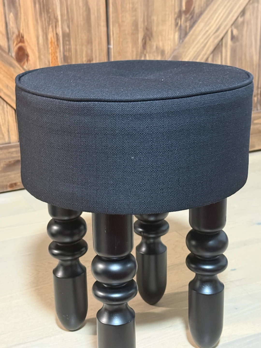 Black Fabric Upholstered Stool