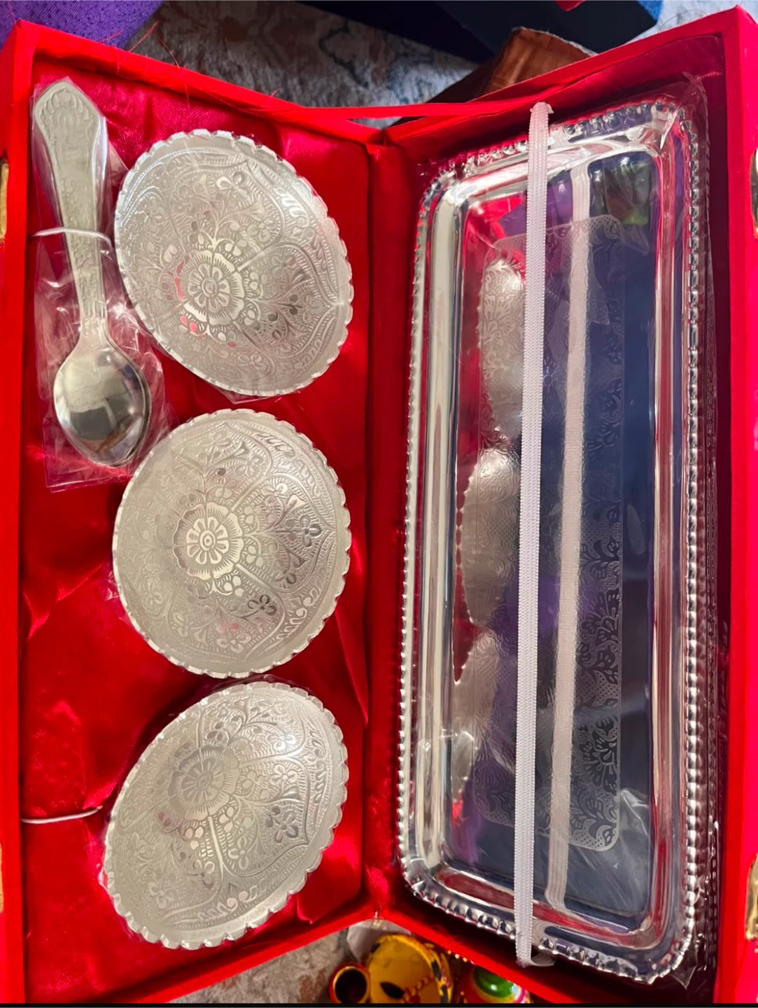 Silver-Plated Decorative Bowl and Spoon Set - photo 3