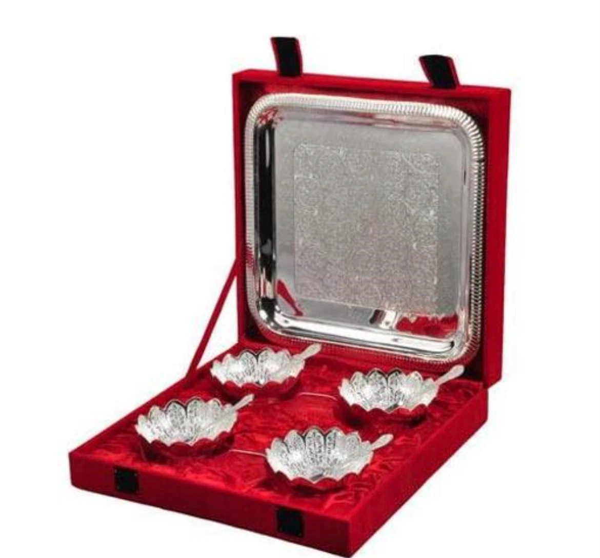 Silver-Plated Decorative Bowl and Spoon Set - photo 4