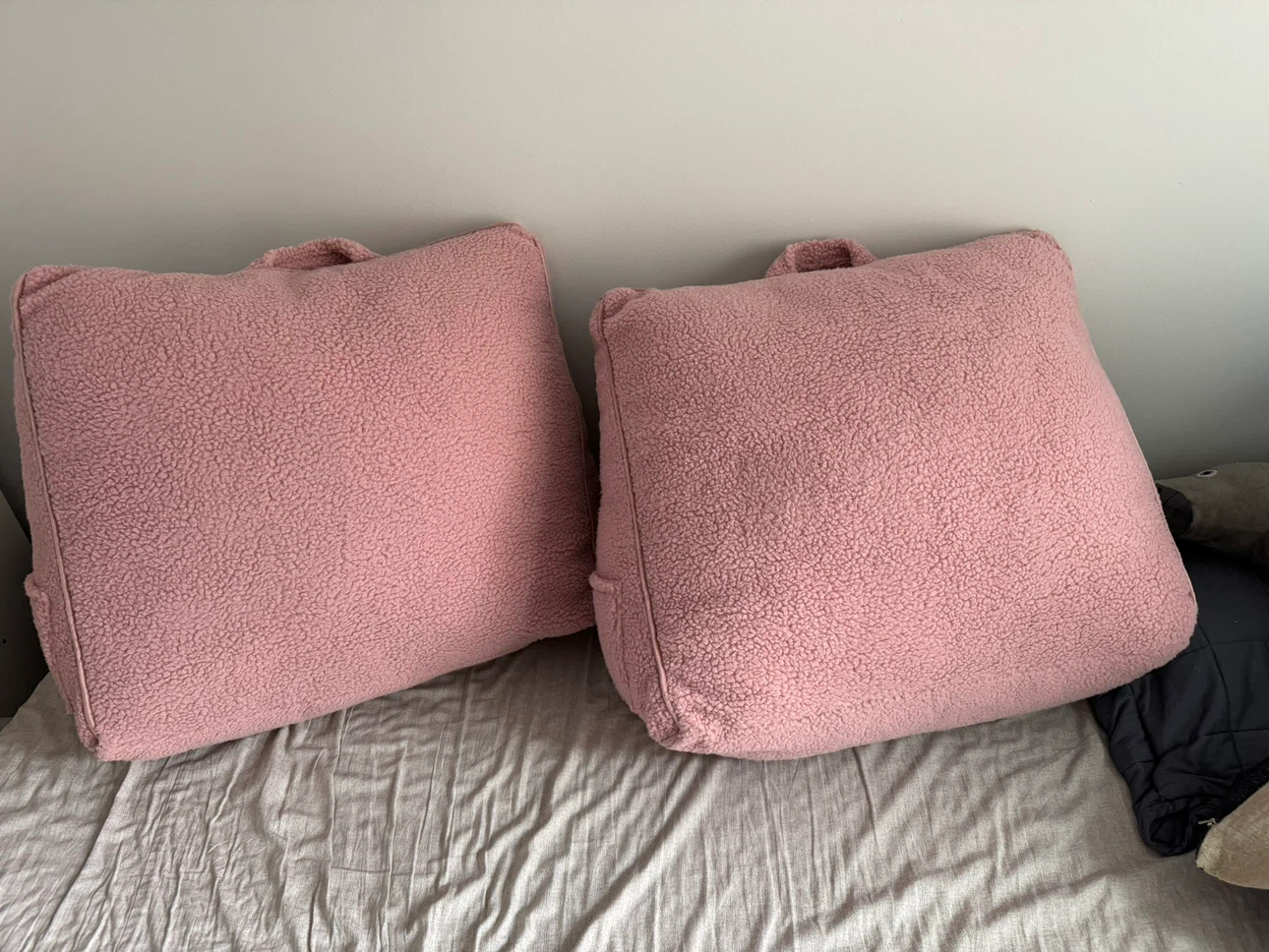 Set of 2 Pink Reading Pillows - Backrest Cushion for Bed