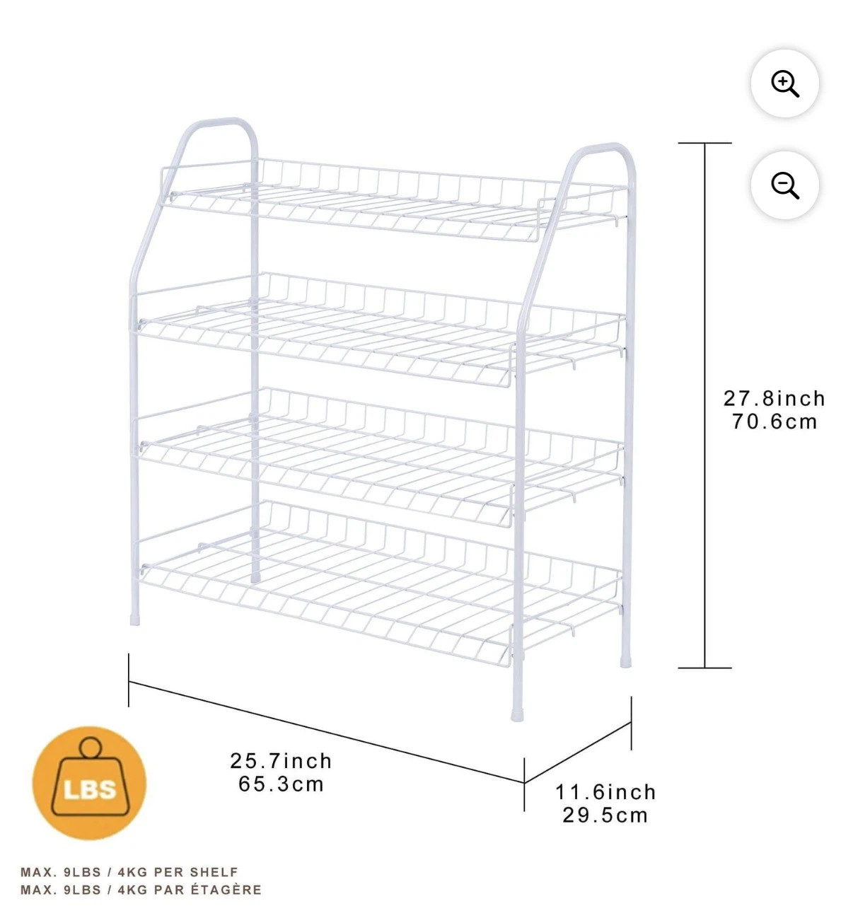 Mainstays 4-Tier White Metal Shoe Rack - photo 2