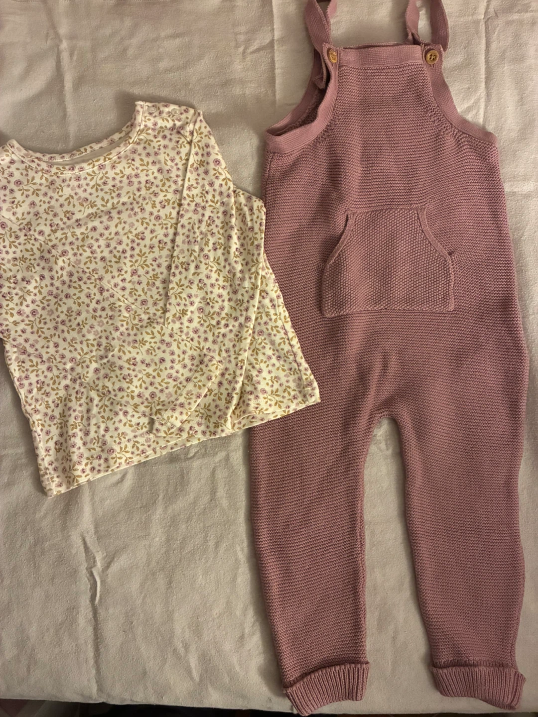 Carters Baby Knit Overalls and Floral Top Set