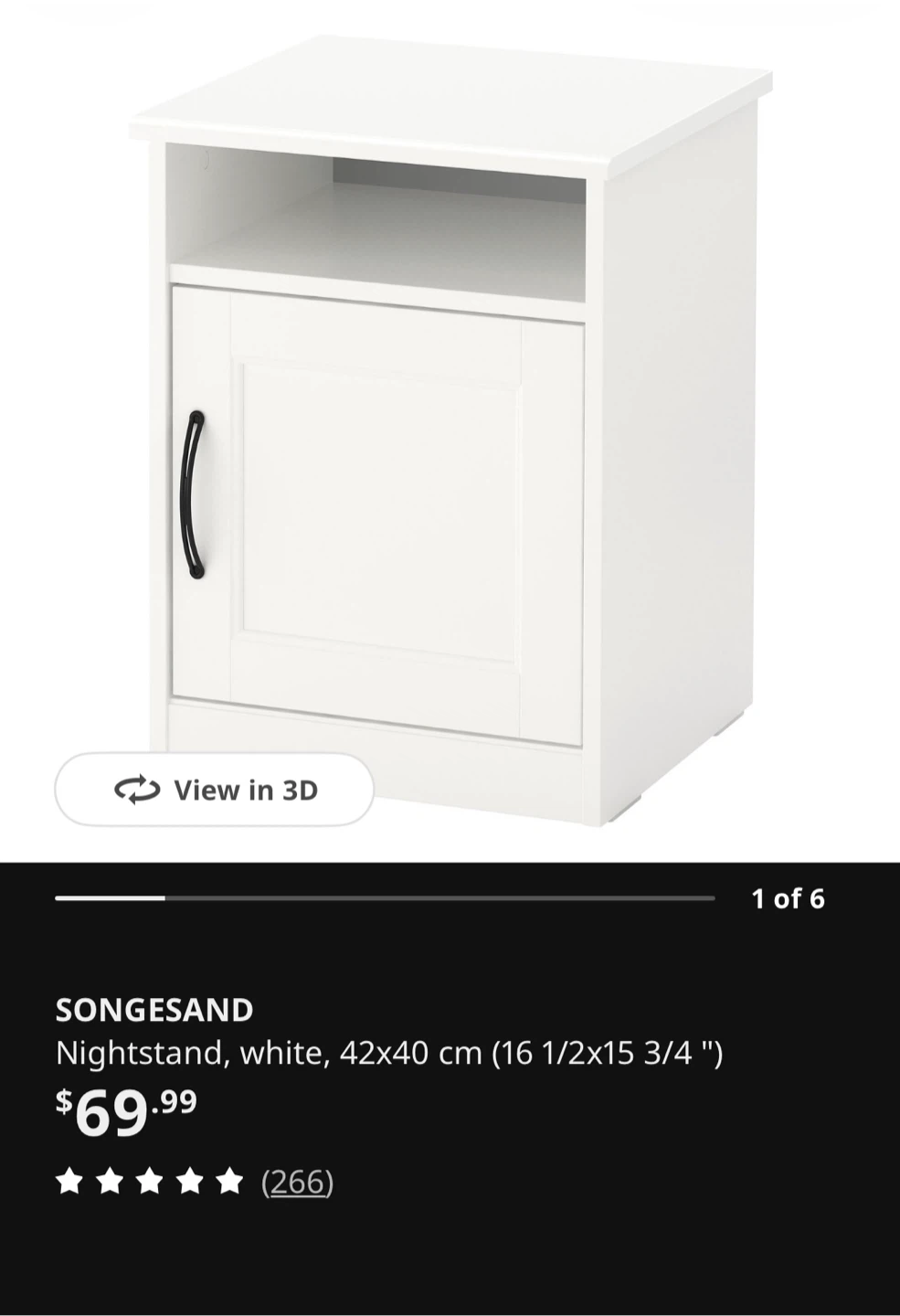 IKEA Songesand White Nightstand