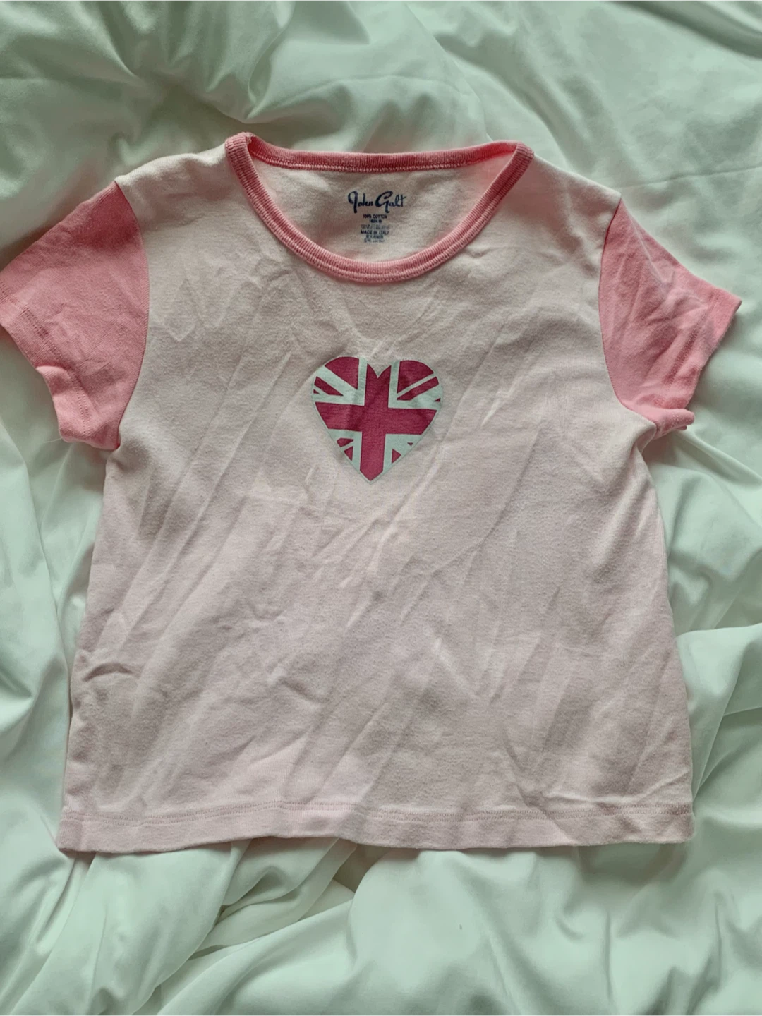 Brandy Melville Union Jack Heart Graphic Crop T-shirt - photo 2