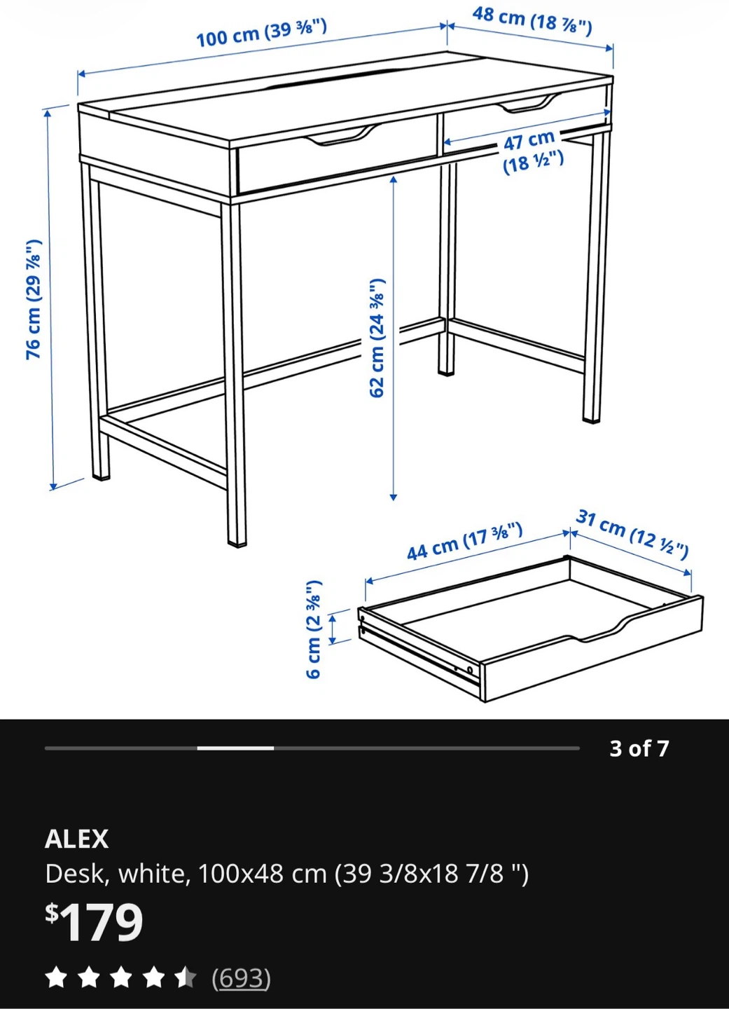 IKEA ALEX Desk in White - photo 2