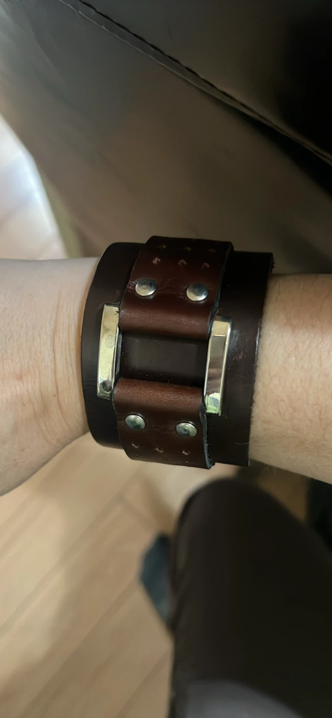Brown Leather Cuff Bracelet- Sm
