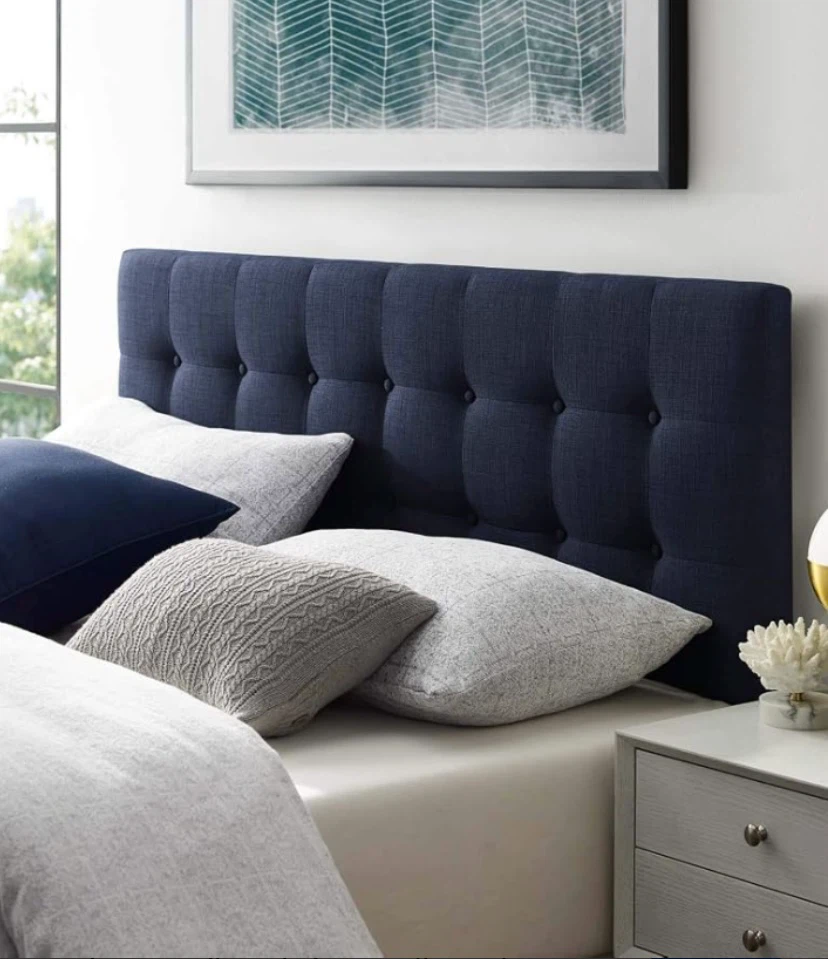 NEW IN BOX QUEEN Navy Blue Tufted Headboard