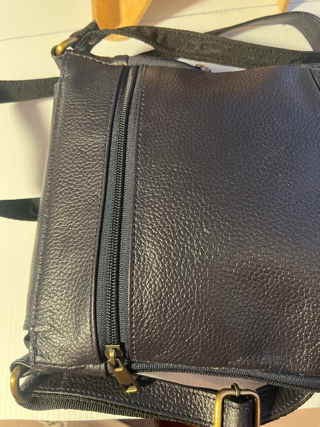 Black Pebble  100 % Genuine Leather Crossbody Bag - photo 3