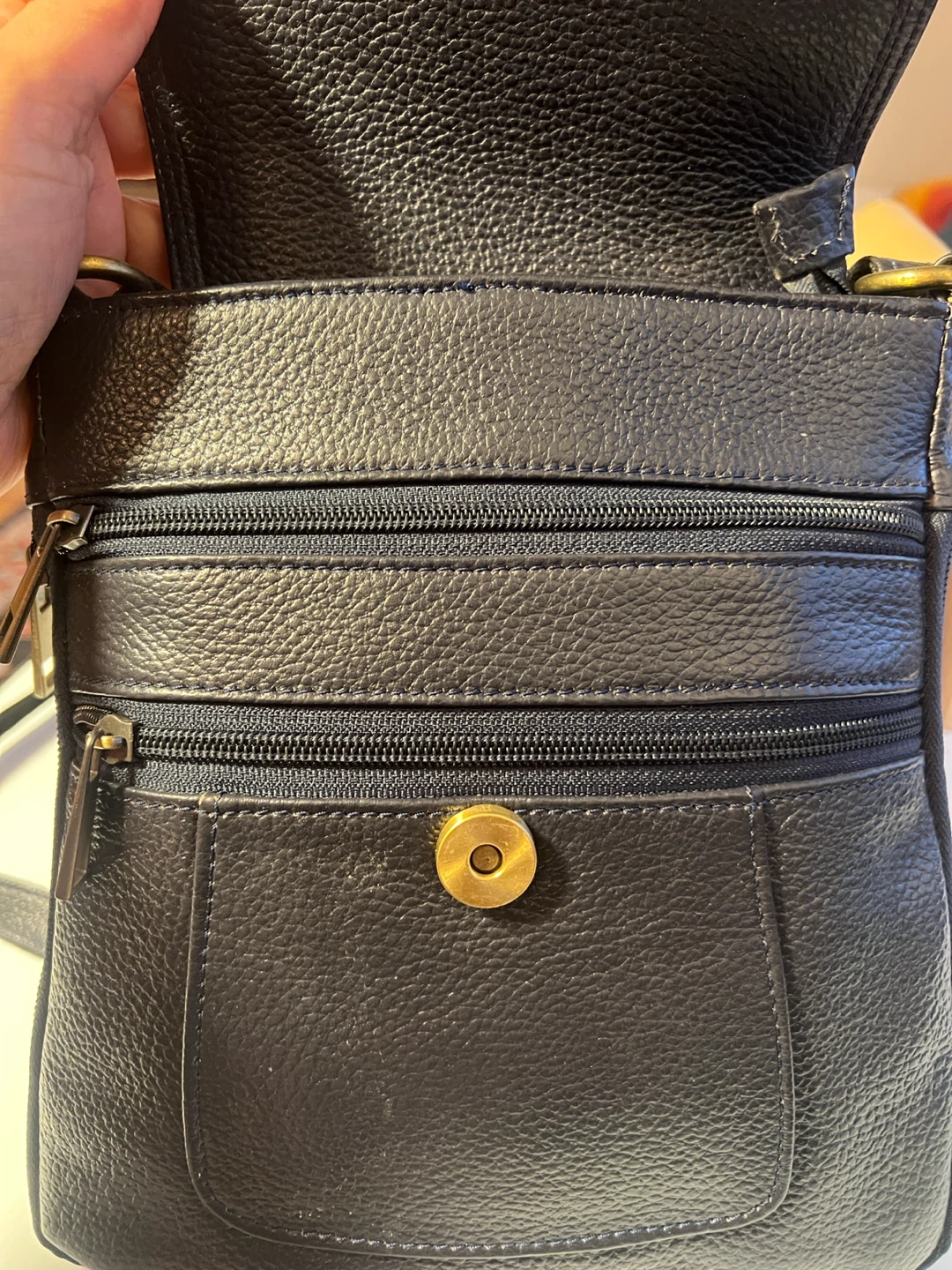 Black Pebble  100 % Genuine Leather Crossbody Bag - photo 5
