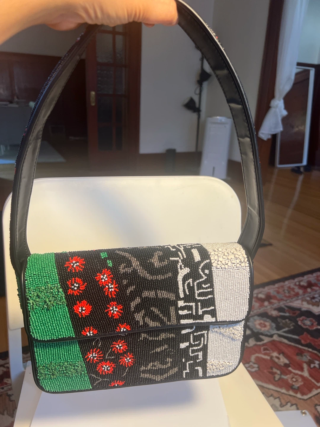Handmade Beaded Floral Shoulder Bag - photo 4