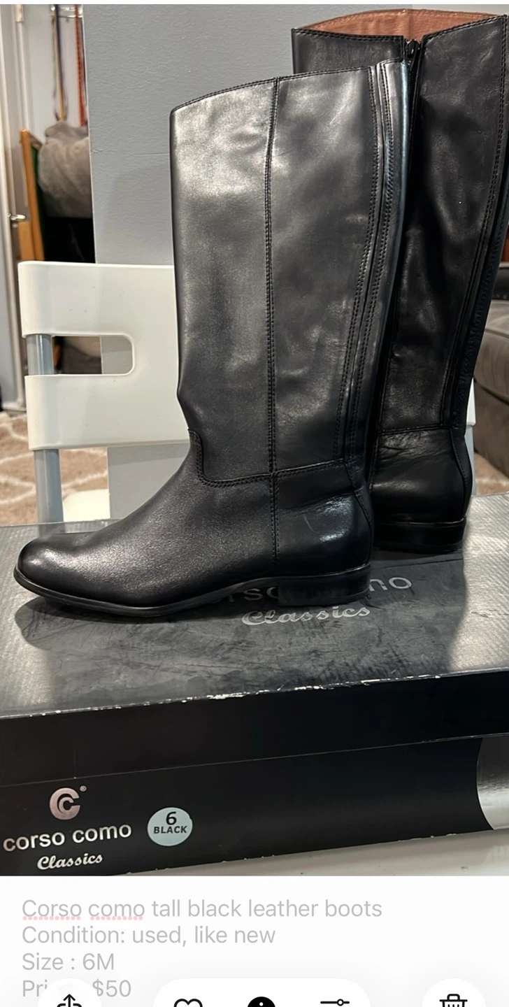 Corso Como Tall Black Leather Boots