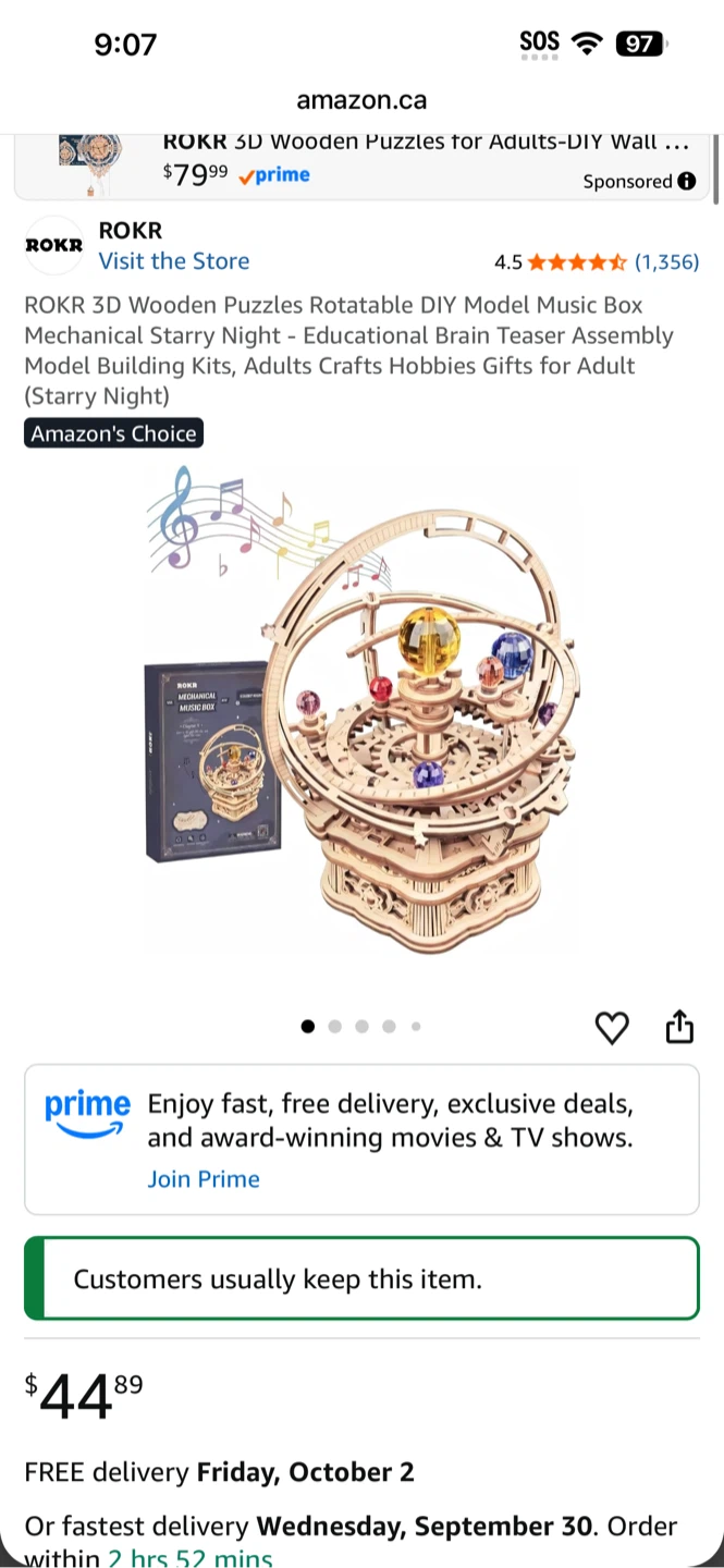 3D Wooden Puzzle Music Box - Perfect Christmas / Birthday Gift! - photo 5