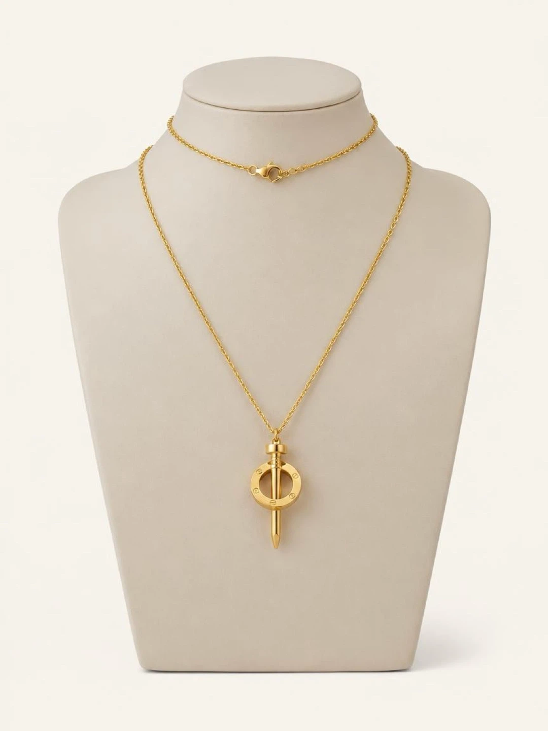 Gold Tone Nail Pendant Necklace
