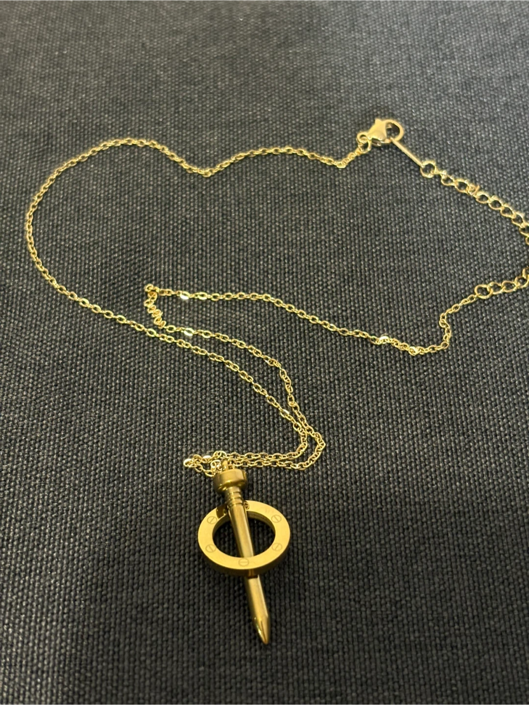Gold Tone Nail Pendant Necklace - photo 2